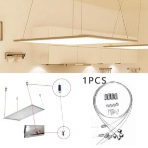 1m Steel Wires & Screws Suspension Mounting Wire Kit Lights Panel Hanging Wire Adjustable Rope Lamp Led For Ceiling Accesso F3W8