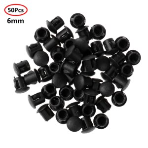 50Pcs 6/13/16/20/25mm Black Screw Caps Plastic Cover Snap-Type Hole Plug for Furniture Tube Fencing Post Flush Type Panel Plugs