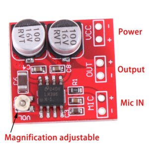 DC 5V-12V LM386 Electret Microphone Power Amplifier Board Gain 200 Times MIC Amp Operating Voltage: DC 4V-12V 20mm * 20mm