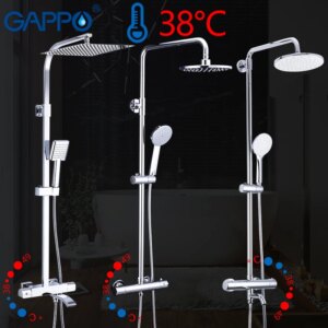 GAPPO thermostatic Shower System shower set rainfall faucet hot and cold black Shower faucet Bathtub thermostatic shower mixer