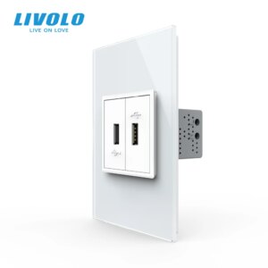 Livolo C9 US Standard 45mm Luxurious Telephone Com TV SATV aiduo socket, white Pearl Crystal Glass panel, socket plugs
