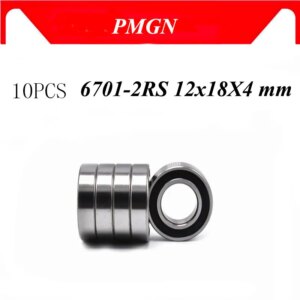 PMGN 10PCS ABEC-5 6701-2RS High quality 6701RS 6701 2RS RS 12x18X4 mm Miniature Rubber seal Deep Groove Ball Bearing