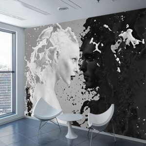 Photo Wallpaper Modern European Creative Milk Black White Couple 3D Mural Living Room Background Wall Cloth Creative Decoration