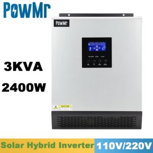 PowMr 3KVA Pure Sine Wave Hybrid Solar Inverter 24VDC Input 220VAC 110VAC Output 50A PWM Solar Charger Controller and AC Charger