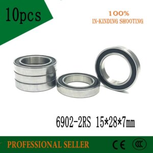 10PCS 6902-2RS Bearing ABEC-1 15x28x7 mm Metric Thin Section 6902 2RS Ball Bearings 6902RS 61902 RS