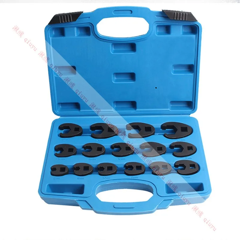 15PCS Single Opening Wrench Set Offset Flare Nut Wrench Spanner 10-24mm