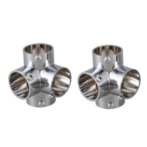 2PCS Stainless Steel Pipe Connector Zinc Alloy Bent Four-Way 25mm Round Pipe Shelf Joint