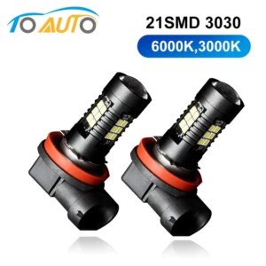 2Pcs H8 H11 Led HB4 9006 HB3 9005 Fog Lights Bulb 3030SMD 1200LM 6000K 3000K Car Driving Running Lamp Auto Led Light 12V