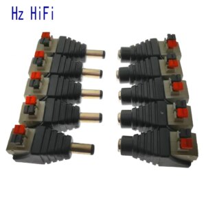 5PCS DC Male Female connector 2.1*5.5mm DC Power Jack Adapter Plug Connector for 3528/5050/5730 single color Led strip