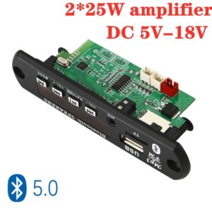 ARuiMei 2*25W 50W amplifier MP3 Player Decoder Board 5V-18V Bluetooth 5.0 Car FM Radio Module Support TF USB AUX