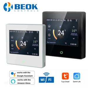 Beok Tuya Smart WiFi Thermostat 220V Electric/Water Floor Heating Temperature Controller Fahrenheit Work with Alexa Google Home