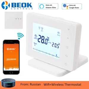 Beok Wireless Thermostat Wifi Smart Temperature Controller For Gas Boiler And Actuator Room Heating Work With Google Home Alexa