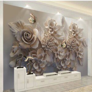 Custom Photo Wall Paper Emboss 3D Flower Butterfly Wall Cloth Living Room TV Background Home Decor Mural Wallpaper Wall Covering