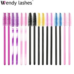 Disposable Mascara Wands Mini Lashes Brushes 9 Colors Applicator Micro Brushes for Eye Lashes 50Pcs/bag Makeup Lash Spoolies
