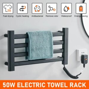Electric Heating Towel Rail Intelligent Thermostatic Aluminum Bathroom Heated Towel Rack Shelf Drying Sterilizing Towel Warmer