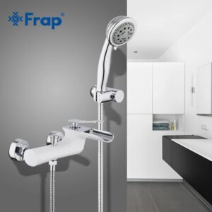 Frap White Bath Bathtub Faucets Chrome Brass Shower faucet Set Bathtub Mixer Tap Single Handle Shower system For Bathroom
