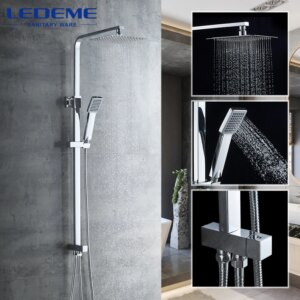 LEDEME Bath Shower Faucet Set Wall Mounted Shower Faucets Bathroom Faucet Bathtub Faucets Waterfall Mixer Tap Set Torneira L2416