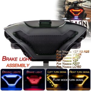 Motorcycle Tail Light Brake Turn Signal Lamp Flowing Flash for Yamaha YZF R3 R25 Y15ZR MT03 MT07 FZ07 LC150