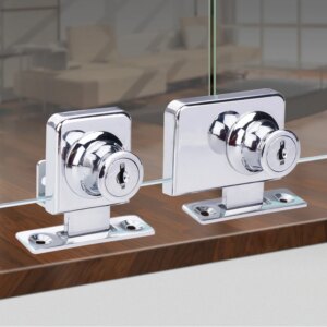 Myhomera Double Glass Lock Single Glass Locks Display Showcase Cabinet Door Zinc Alloy Cylinder Sliding Glass Push Door Locks