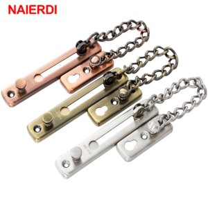 NAIERDI Stainless Steel Anti-theft Door Chain Door Latch Silver Bronze Gold Black Door Lock Security Door Chain Lock Hardware