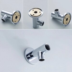 OOTDTY Chromed Plated Shower Head Extension Arm Silver Brass Wall Mounted Shower Arm Mount Base for Bathroom Hardware
