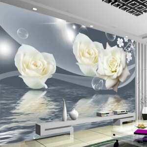 Photo Wallpaper 3D Stereo White Rose Flower Bubble Mural Wall Paper Living Room TV Sofa Backdrop Wall Cloth Home Decor Coverings