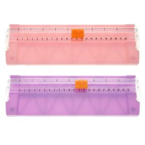 Portable Mini A5 Precision Paper Photo Trimmers Cutters with Pull-out Ruler for Photo Labels Paper Cutting Tools pink purple