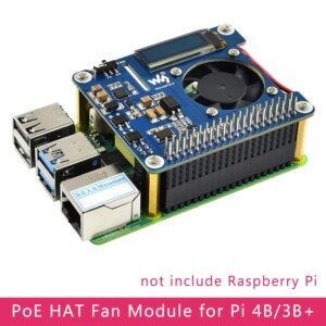 Raspberry Pi 4 Power over Ethernet HAT (B) 802.3af PoE Network with Cooling Fan Temperature OLED for Raspberry Pi 3B+/4B
