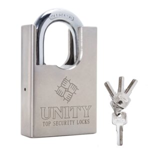 Shrouded Solid Steel Lock Body Top Security Anti-Theft Heavy Duty Lock Hardened Steel Shackle Keyed Padlock w/ 4 keys