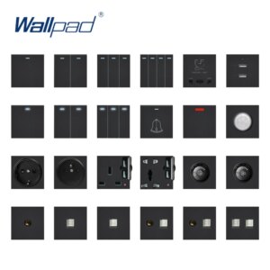 Wallpad Black Wall Light Switch Wall Power Socket Plastic Electrical Outlet Function Key Only DIY Free Combination 52*52mm