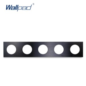 Wallpad L6 DIY Black Quintuple 5 Gang Frame Brushed Aluminum Metal Plate For Wall Switch Socket Free Combination, 430*86mm