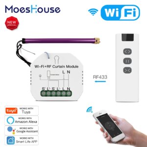 WiFi RF Smart Curtain Module Switch for Electric Roller Shutter Motor Tuya Wireless Remote Control Work with Alexa Google Home