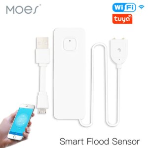 WiFi Smart Flood Sensor Water Leakage Detector Flood Overflow Alert Security Alarm System Tuya/Smart Life App Remote Control