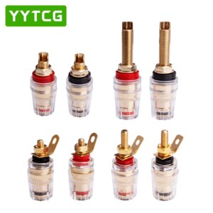 YYTCG 4Pcs Brass Gold Plated 4MM Banana Plug Terminal Binding Post for Speaker Amplifier High Quality Red and Black