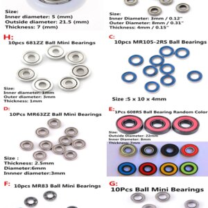 1/10Pcs 8 styles 625ZZ 693ZZ MR105-2RS MR63ZZ 608RS MR83 MR105ZZ 681ZZ Miniature Ball Bearings Metal Micro Bearing