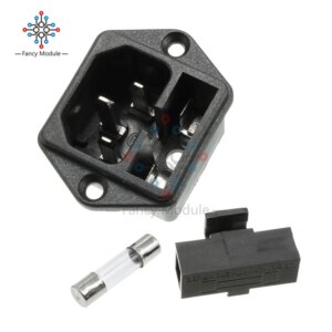 1 Piece AC 250V 10A IEC320 C14 Male Power Cord Inlet Socket Power Adapter Iron Core with 5*20mm 250V 10A Fuse