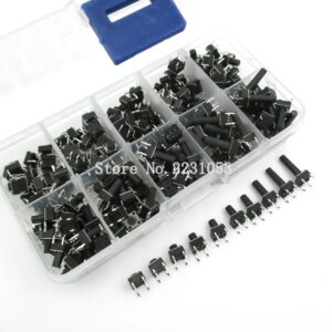 10 models 200pcs 6*6 Tact Switch Tactile Push Button Switch Kit, Height: 4.3MM~13MM DIP 4P micro switch 6x6 Key switch