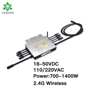 1000-1400W PV Solar Micro Inverter 24V 36V On Grid Tie Inversor Smart Microinverter 110V 220V Pure Sine Wave For 4*350W Plate