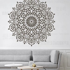 100cm - 140cm Stencils For Walls Large Furniture Flooring Templates Reusable Giant Mandala Indian Arabic Ethnic Round S054