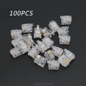 100pcs RJ12 6P6C Modular Cable Head Telephone Connectors Crystal Plugs Jy29 20 Dropship