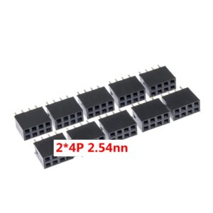10PCS 2.54mm 2x4 Pins 8PIN 2*4P Double Row Female Straight Header Pitch Socket Pin Strip New 2*4