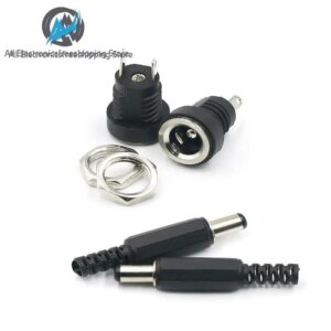 10PCS DC Power Connector pin 2.1x5.5mm Female Plug Jack + Male Plug Jack Socket Adapter PCB Mount DIY Adapter Connector 2.1X5.5