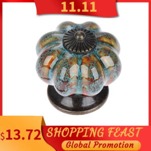 10Pcs/Set Ceramic Knobs with Colorful Knobs and Pumpkin Handles Drawer Ceramic Pulls for Cabinets, Kitchen and Bathroom Cabinets
