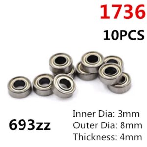 10pcs/Lot 693ZZ Miniature Ball Bearings 3*8*4mm Small Double Shielded Miniature Carbon Steel Bearing