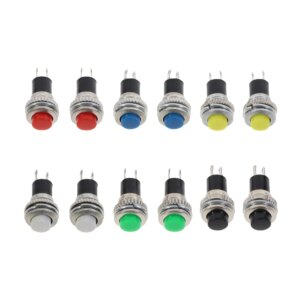10pcs White Red Green Blue Black Yellow Panel mount 10mm Momentary OFF-(ON) Push button Switch Upper Screw Thread