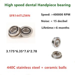 10pcs high speed WH Dental Handpiece flange bearing SFR144TLZWN 3.175*6.35*7.6*2.78 stainless steel hybrid ceramic ball 2.78mm
