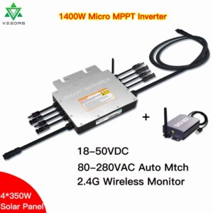 1400W IP65 Solar Grid Tie Micro Inverter SG1400 MPPT Microinverter Inversor 24V 36V DC 110V 220VAC For 4*350 Solar Panels