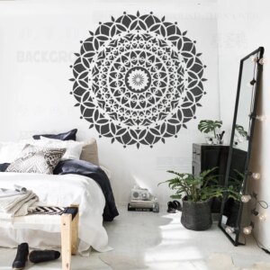 160cm - 200cm Stencils Wall Floor Furniture Template Reusable Tile For Giant Mandala Indian Arabic Ethnic Round Flourish S060