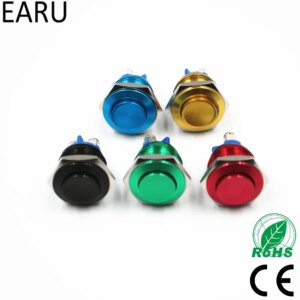 16mm High Head Waterproof Metal Push Button Switch Reset Button Switch Momentary Horn Car Red Green Yellow Blue Black 3A 250 VDC