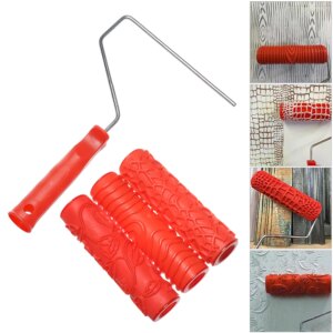1PC Roller Brush Printing Rollers Embossed Soft Glue Plastic Handle Red Multi-Pattern Wall Paint Set Home Decoration Tools Live